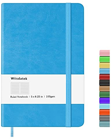 Wiisdatek A5 Notebook with Lined Pages, Hardback Journal Notepad Note Book New Notes Diary Pad for Office School Business Writing 5×8.25(Blue)