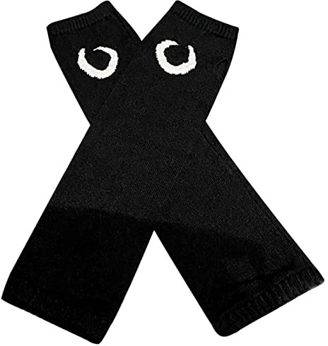 Skateboard Frog Frauen Handschuhe Goth Arm Ärmel Cool Schwarz Cross Hip Hop | Damen Y2K Grunge Gothic Harajuku Kawaii Streetwear Black Handschuhe Kreuz Print modisches Accessoire für alternative Outfits