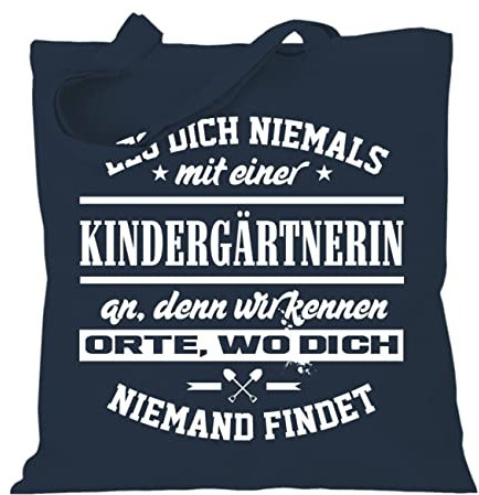 Stoffbeutel Jutebeutel Lange Henkel mit Spruch Leg Dich Kindergärtnerin