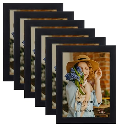 EYMPEU Black 8x6 Photo Frames Set of 6, 6x8 Picture Frame to Hang on the Wall or Place on the Table to Decorate the Home, Living Room or Office