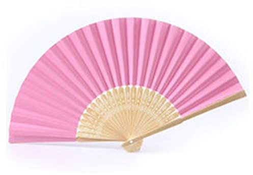 SHTGOI 2 Stück Handfächer Bunt Handheld Bambus Faltfächer Blank Folding Papier Fächer Hochzeit Hochzeitsfächer Taschenfächer Hand Fan Klappfächer für Kinder DIY Malerei Wedding Party Rosa
