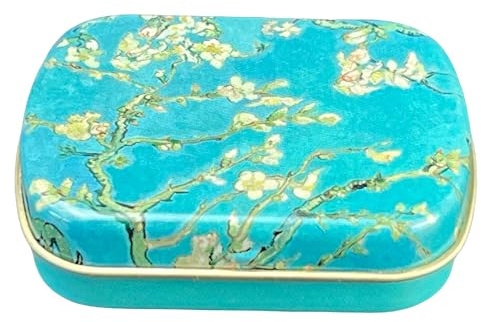 Pillendose, Bonbondose, Minidose FridolinEdition Metall Motiv Mandelblüte, Almond Blossoms Maße: b/h/t: 6,0 × 1,8 × 5,0cm