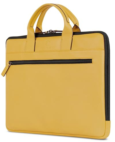 VON HEESEN Leder Aktentasche Laptoptasche bis 16 Zoll aus hochwertigem Nappa-Leder
