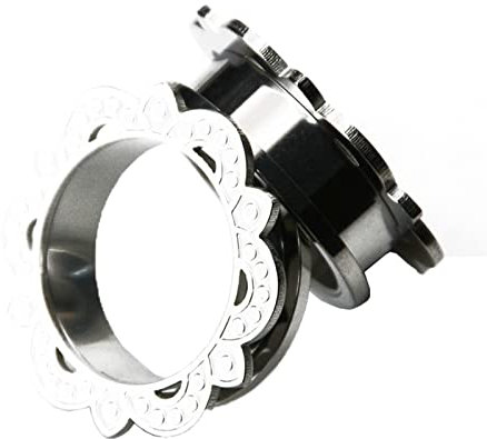 Lieson Flesh Tunnel Plug, 2 Stück Edelstahl Tunnel Set Hohl Creolen Blume Muster 16mm Flesh Tunnel Silber