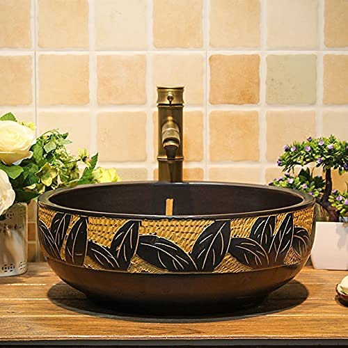 YOtat Lavabo da Appoggio in Ceramica, Lavabo Artistico, Lavabo in Ceramica Dipinto A Mano, Lavabo E Vasca da Bagno, Lavabo Vintage sopra Il Lavabo da Appoggio, Vasca da Bagno.