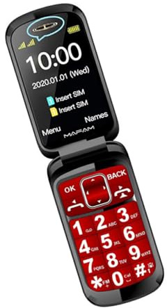 SUIOPPYUW 2G F899 Mobiltelefon för äldre 2,4 tums pekskärm Stor knapp Lång standbytid Smartphone Röd Svart Högljud Flip-telefoner
