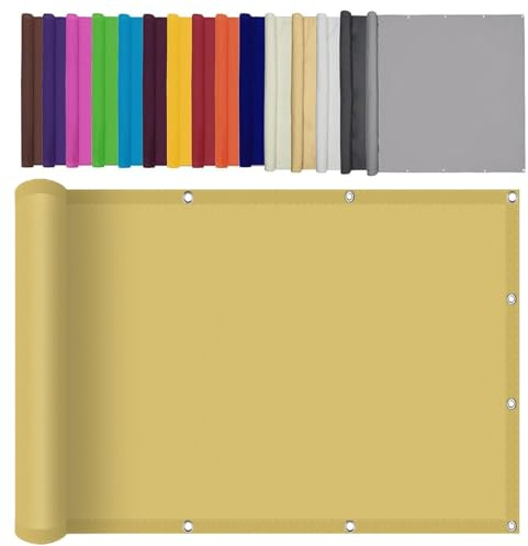 Tenda a Vela Impermeabile 140 x 240 cm Anti UV 98% Parasole,Antivento Telo Vela Ombreggiante Telo Tende da Sole con Occhielli Fascette per Giardino, Giallo sabbia