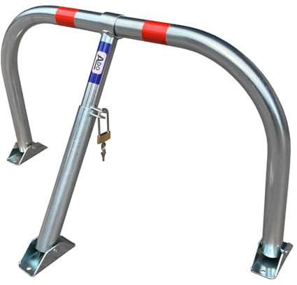 ADO - Barrera para aparcamiento abatible manual con candado Eane y tres puntos de anchaje, barreras para parking para reservar su plaza | Incluye Candado y Tornillos y Reflectancias (1- Barrera)