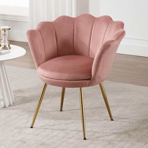 Ya-Home Poltrona per Camera da Letto Poltrona in Velluto Poltroncine Salotti con Gambe in Metallo Placcato Oro Poltroncine Imbottite per Soggiorno/Caffè/Vanità, Rosa