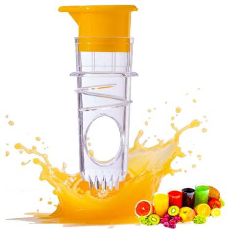 Vilbocr Mini Lemon Squeezer - Handheld Citrus Press for Lemons, Limes & Oranges | BPA-Free Plastic Juicer | Bar, Kitchen & Camping Essential | Easy-Squeeze Spiral Design | Seed Filter (Yellow)