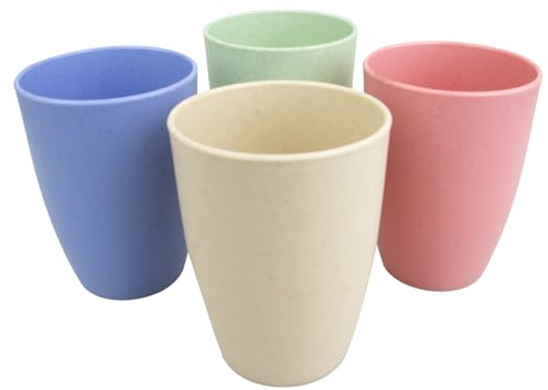sukevitor 4 Pack Unbreakable Reusable Drinking Cups, 350ml Plastic Tumblers Drinking Cups Set for Kitchen Picnics Outdoor Parties Travels - Dishwasher and Microwave Safe