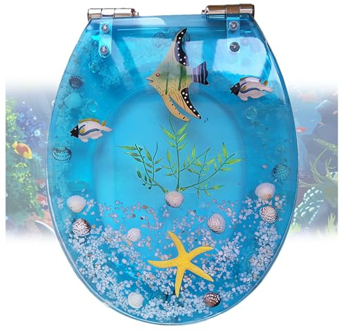 Stile Oceano Coperchio Water Universali Blu Materiale in Resina, Chiusura Lenta E Silenziosa, Cerniera A Sgancio Rapido in Acciaio Inossidabile, con Accessori Inclusi