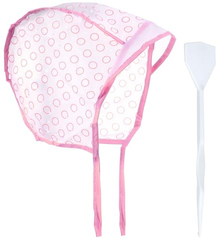 LIQWEI Bonnet à mèches avec crochet en plastique réglable - Capuchon de mise en évidence - Capuchon de coloration - Bonnet de coloration pour cheveux - Avec trous pour coiffure de salon (rose)
