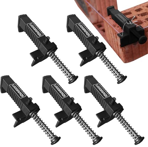 Strumento per muratura, in polipropilene e acciaio inox, per posa di mattoni, strumento regolabile e durevole per l'allineamento dei mattoni, per costruzioni, pareti e lavori di muratura