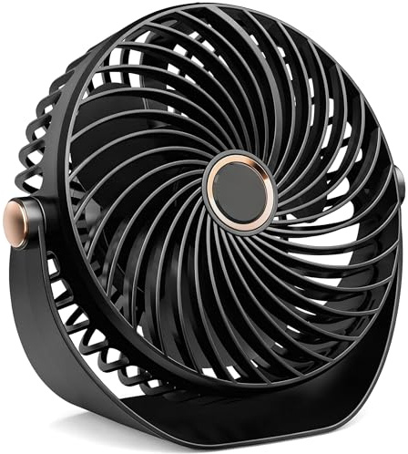 Fashioz Ventilador USB, Mini Ventilador USB Silencioso con Gancho, 5 Velocidades,Personal Portátil Ventilador PC, para Oficina/Hogar/Viajar/Acampar/Cocina, Alimentado por USB (Negro 2)