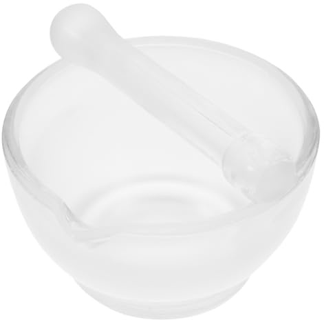 MOLUCKFU Mortero de Vidrio Multifuncional de 90 Ml para Cocina y Laboratorio, Mortero Pequeño para Moler Especias y Medicamentos, Tazón Resistente a Altas Temperaturas Base Antideslizante
