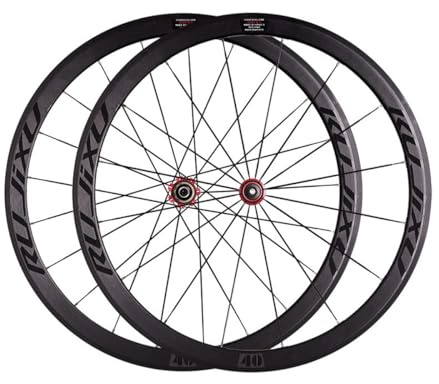 Road Bike Hjulset 700c C/V-bromsar Höjd 40mm Fälgar Aluminiumlegering framhjul och bakhjul Nav Snabbkoppling 9 * 100/10 * 130mm Lämplig för 8/9/10/11-växlade kassettdrev(Red)