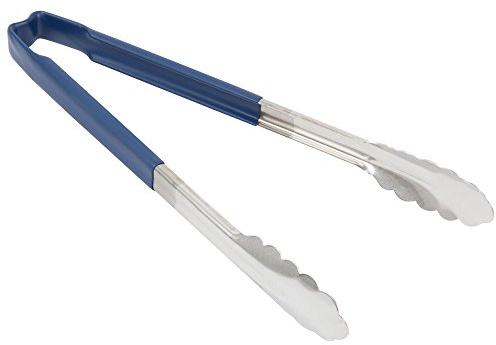 Vollrath 4781230 Jacob's Pride 12-Inch Scalloped Utility Tong (Stainless Steel, Kool-Touch Handle, Blue, NSF)