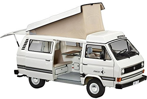 Revell RV07344 Modellbyggsats bil 1:25 – Volkswagen VW T3 Bulli Camper i skala 1:25, nivå 3, originaltrogen kopia med många detaljer, VW Bus, 07344