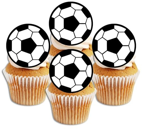 48 Football Cake Decorations, Edible Soccer Mini Cupcake Toppers, 3cm Footie World Cup Cakes, Manchester, Fathers Day Cakes, Euro