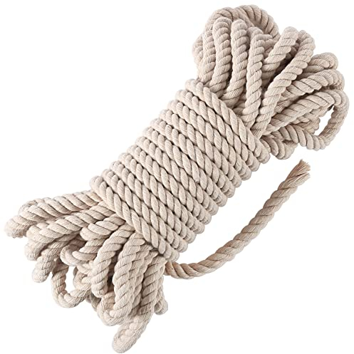 Tenn Well Cordon à macramé de 10 mm d'épaisseur, 15 m, en coton épais, pour suspendre des plantes de jardin, tricot, macramé, maison, bricolage, décoration, beige