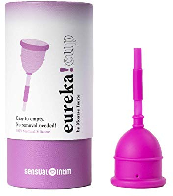 EUREKA! Cup | Coppetta Mestruale | Realizzato con Silicone Medico al 100% | L'unica Coppetta Mestruale Svuotabile Senza Rimuoverla | Riutilizzabile e Facile da Pulire (ML)