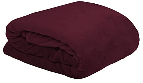 Lovely Casa - pläd - storlek 130 x 160 cm -100% polyester - vinröd - mjuk fleece - filt - mjuk varm bekväm soffa bo plysch