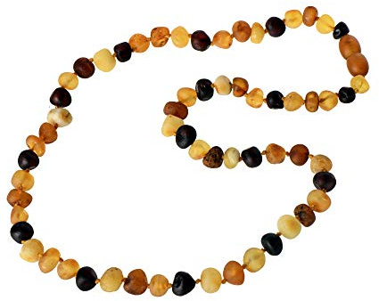 TheNaturalAmber Amber Necklace Adult – Raw Multi Color Baroque Baltic Amber 45cm – Genuine Unpolished Amber Chain for Wellness & Relief