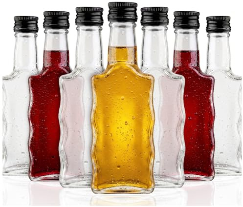 Fala - Set di 50 bottiglie da 200 ml, vuote, da riempire, in vetro a forma ondulata, aspetto elegante e moderno, bottiglie di vetro di alta qualità, 200 ml, 50 pezzi