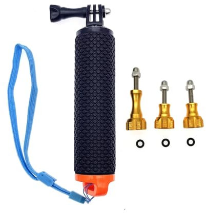 JZK Impugnatura galleggiante per fotocamera subacquea, monopiede impermeabile con 3 viti lunghe, selfie stick galleggiante per fotocamera sportiva