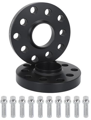 NTLTPYY Wheel Spacers 2x 20mm Hubcentric Black Wheel Spacers & 10 Bolts 5x100,5x112mm 57.1 For Audi VW