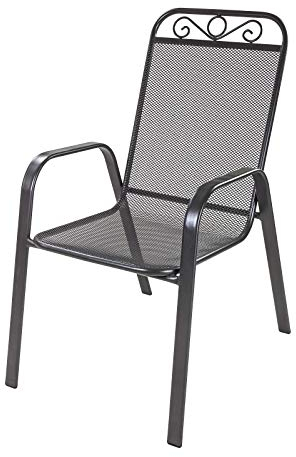 DEMA Stapelstuhl Hollywood Anthrazit - Streckmetallstuhl, Metallstuhl, Gartenstuhl - robust, wetterfest, langlebig - Garten, Terrasse, Balkon, Outdoor