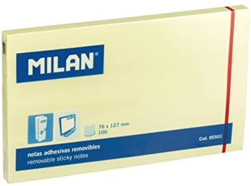 MILAN Block 100 Blatt super selbstklebend gelb Pastel 76 x 127 mm