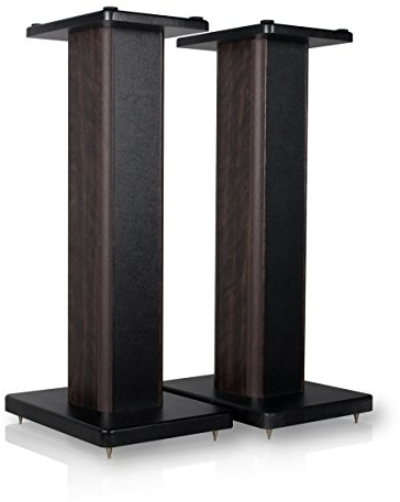 minify BS-S8-1 Paar 52cm MDF Boxenständer in nussbaum/Lederoptik-Finish - ideal für Boxen mit Holzdekor