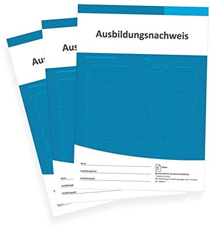 Berichtsheft für die Ausbildung – Azubi Ausbildungsnachweisheft täglich/wöchentlich – Ausbildungsnachweis als Wochenberichtsheft – DIN A4, 28 Seiten, 1 Woche je Seite, Montag bis Sonntag