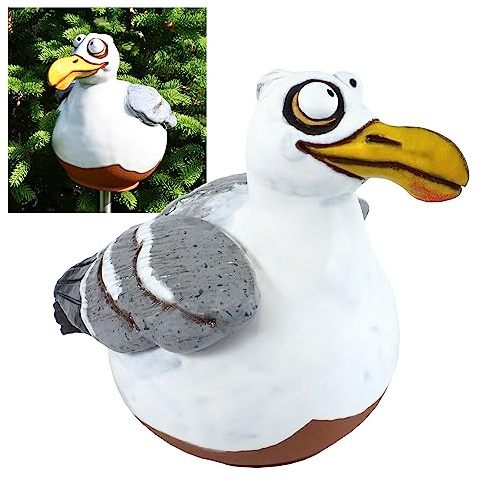 Midene Gartenstecker Keramik Handgefertigt - Gartendeko für Draußen Wetterfest - Garten Deko Keramik - Gartenfiguren & Gartenstatuen - Vogel Möve