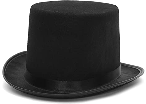 EOZY Cappello a cilindro, da uomo e da donna, con nastro di raso, per feste, per maghi, carnevale, altezza 12 cm, Nero , Taglia unica