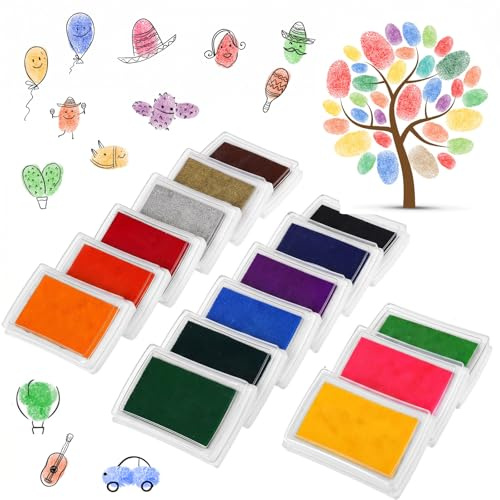 Kesote 15Packs Rainbow Ink Pads for Stamping, Card Making, Fabric Painting