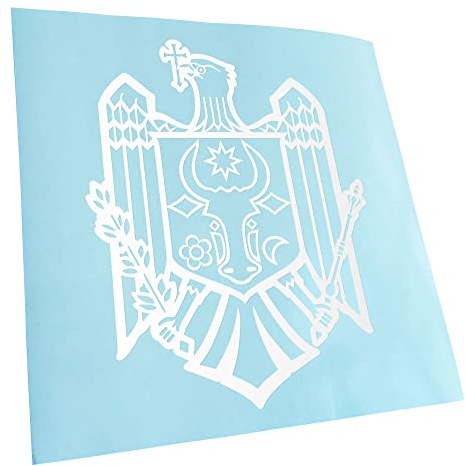 Kiwistar - Autoaufkleber - Moldawien Wappen - Weiss - 50x40cm - Heckscheibe Auto Aufkleber wetterfest für Kfz LKW Mofa Truck - Sticker außen selbstklebend Tuning Zubehör für Fenster Fahrzeug Scheibe