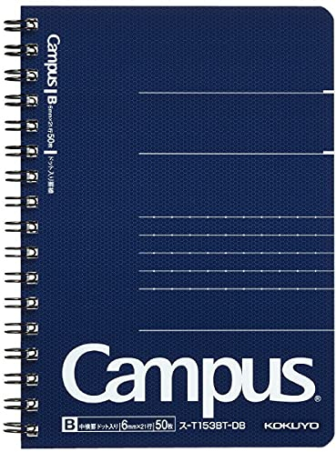 KOKUYO Campus Twin Ring Notebook, Business Type, Dot B 6mm Ruled, A6, 50 Sheets, 21 Lines, Navy Cover, Japan Import (SU-T153BT-DB)