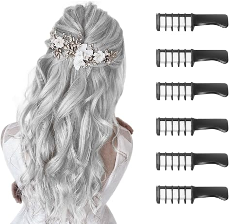 Capelli Gesso Pettine per Ragazze e Bambini,6 Pezzi Gessetti per Capelli Temporanei Gesso Regalo di Compleanno per Bambini Età 5 6 7 8 9 10 11Lavabile Tintura per Party, Natale e Cosplay（bianco）