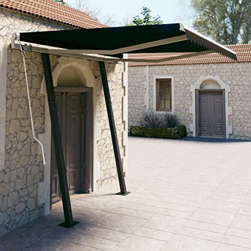 INLIFE Store banne à bras articulé automatique avec poteaux 3 x 2,5 m Anthracite 0109