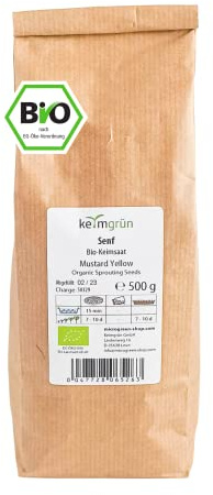 Keimgrün - Bio Senf Microgreen Samen - 500g Senf Saatgut - Senfsamen - Regelmäßig überprüfte Keimfähigkeit - Zum ergiebigen Microgreen-Anbau auf Erde oder im Kressesieb