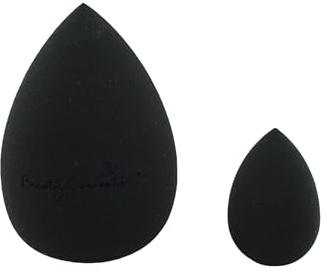 Beauty Concepts Éponge de maquillage polyvalente, 1 grande + 1 petite (Noir), Mousse, Goutte, Fond de teint liquide, Poudre, Crème solaire, Crème