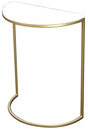 GArcan LIVING Consolle angolare a mezzaluna, tavolino laterale, piccolo tavolino portaoggetti per soggiorno, corridoio, cucina, marmo e metallo (oro), 40X25X50cm