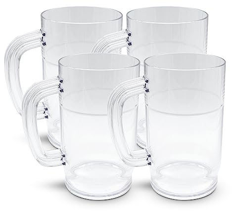 DOJA Barcelona | Boccale Birra Plastica | 1 L | 4 pz | Bicchieri Plastica Birra | Boccali Birra Grandi in Plastica Dura Riutilizzabile | Boccale Birra Policarbonato per Birra Artigianale