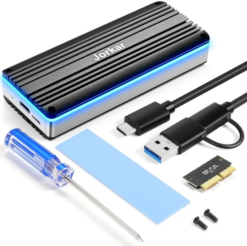 Jorkar USB C 3.2 SSD Gehäuse für MacBook Air/Pro SSD 12+16 pin mid 2013-2017, Externe SSD Leser Case für A1466 A1465 A1398 A1502, Tragbarer Aluminium SSD Enclosure mit Anzeige