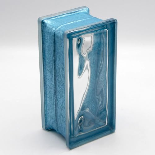 Design Glasbaustein Wolke Reflex indigo (Halbstein), 19x19x8 cm - 10 Stück