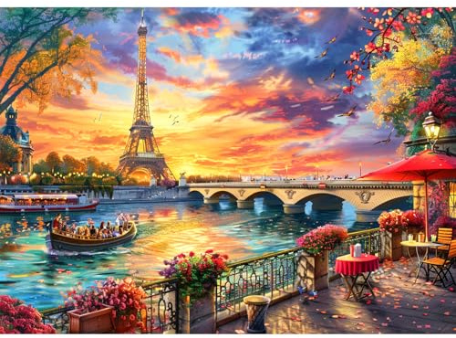 CEOVR Paesaggio Diamond Painting Kit Adulti,Pittura Diamante 5D,30x40 cm,Diamanti Painting Paese della Città,Diamond Painting Kit Completo Adulto,Fiume Senna Diamond Painting Art Set