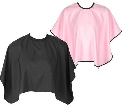 UESDU 2PCS Hairdressing Cape, Barber Cape Short Hair Dye Cape Waterproof Makeup Cape Adjustable Hair Cutting Apron Haircut Gown Fits All Neck Size